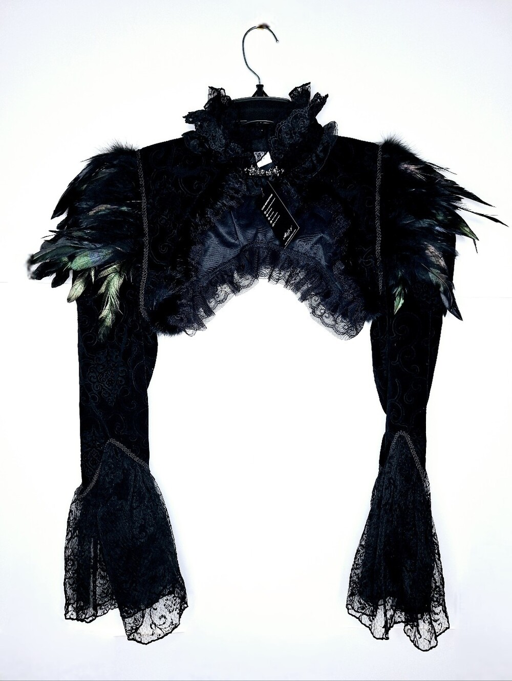 Alivila Y."Upscale Goth"Black Feathered Whimsigoth bolero jacket. FREE BAG